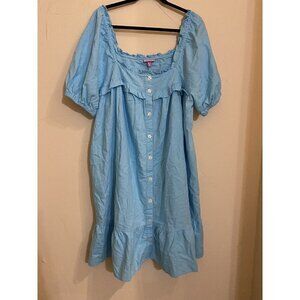 Stoney Clover Lane PLUS Size 1X Short Sleeve Ruffle Dress  Blue New